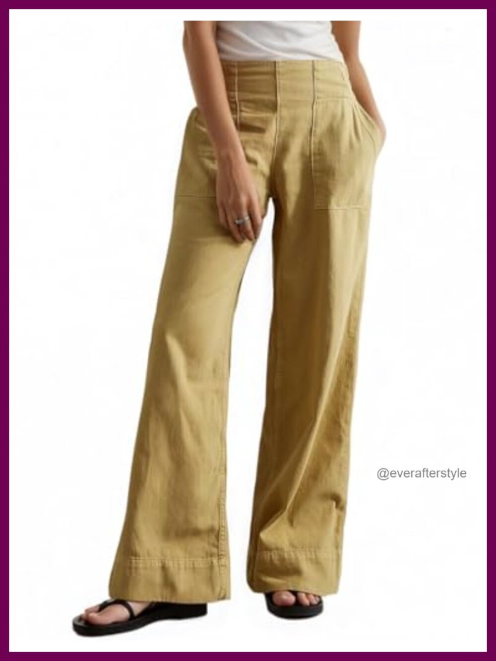 Wide Leg Pull-On Jeans Mid Rise Smocked Waist Denim Long Pants